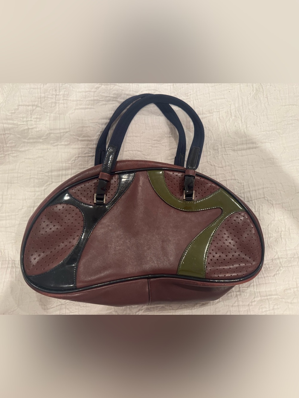 Vintage Prada Colorblock Leather Bowler Bag